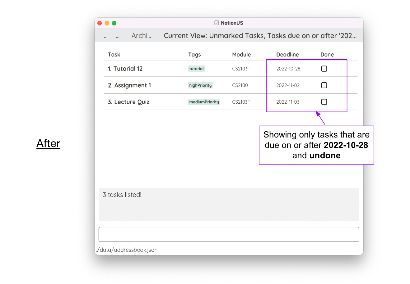 After image of List Command
